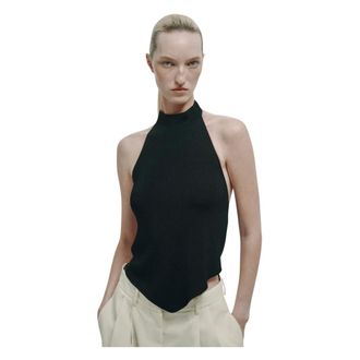 Erika Cavallini Semi Couture Sleeveless Tops, female, Black, Size: L Top in Viscose