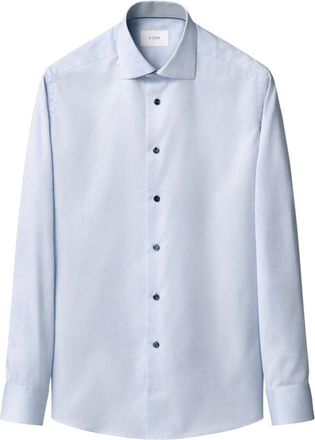 Eton Geometric Effect Slim Fit Signature Twill Overhemd - Heren - Zakelijke Overhemden - Blauw - 2XL - Katoen - Overhemden