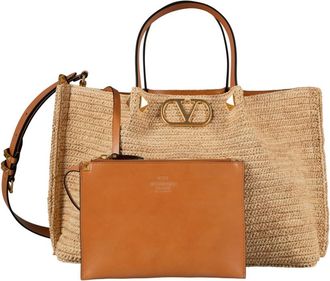 Valentino Garavani Natural VLogo Medium Tote