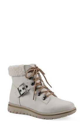 White Mountain Hadrian Faux Shearling Cuff Hiker Bootie in Winter White Burnished at Nordstrom Rack, Size 7.5