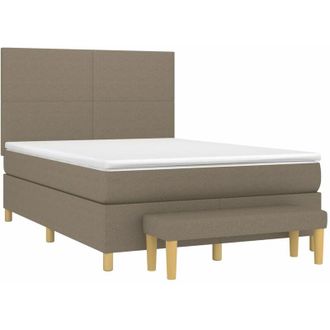 vidaXL Cama Box Spring Con Colch&oacute;n Tela Gris Taupe 140x200 Cm Vidaxl