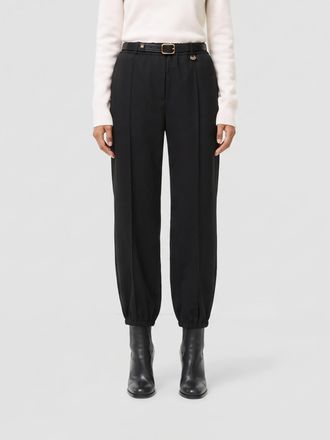 Burberry Pantaloni straight in pura lana merino con vita alta elasticizzata