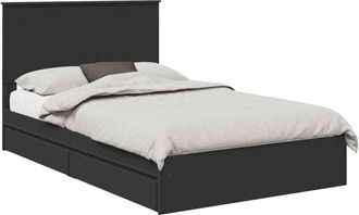 vidaXL Bed Frame with Drawer Manual Black 135 x 190 cm Engineered Wood vidaXL