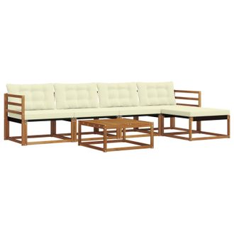 vidaXL Conjunto De Sof&aacute;s De Exterior Con Coj&iacute;n 6 Pcs Natural Y Crema Vidaxl