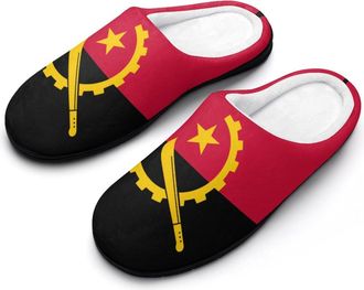Generic Flag of Angola Mens Cozy Cotton Slippers with Memory Foam Lightweight Anti-skid House Shoes for Indoor Outdoor