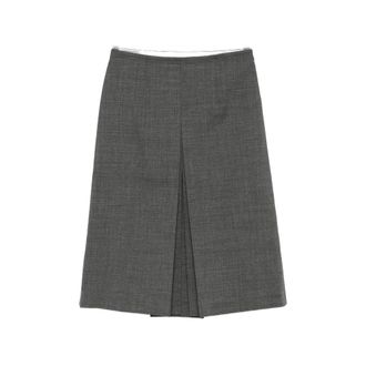 Prada Pleated-detail Triangle-logo Skirt