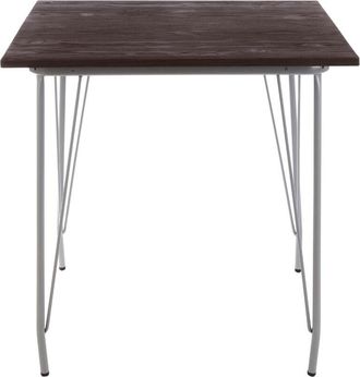 Premier Housewares Interiors by Premier Grey Metal and Elm Wood Table, Large Square Table, Outdoor Dining Table for Lawn, Patio