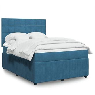 vidaXL Cama Box Spring Con Colch&oacute;n Terciopelo Azul Oscuro 140x200 Cm Vidaxl