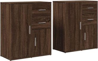 vidaXL Vidaxl - Aparador de madera de ingeniería 2 uds marrón roble 60x31x70 cm