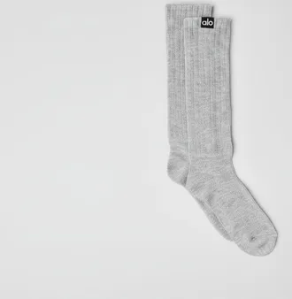 Alo | Scrunch Socks in Athletic Heather Grey, Size: Medium