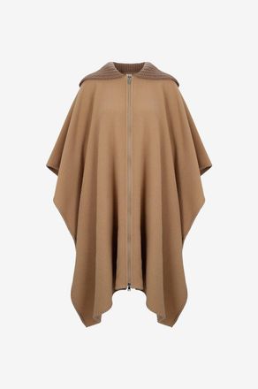 Moncler Wollcape mit Reissverschluss und Rippstrick-Kragen