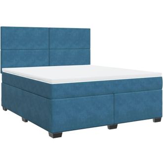 vidaXL Vidaxl - Cama Box Spring Con Colch&oacute;n Terciopelo Azul 180x200 Cm