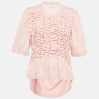 Dries Van Noten Dries van Noten Pink Jersey Shirring Detail Top XS