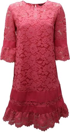 Twinset Kanten jurk met katoenen voering - Dames - Korte kleedjes - Roze - M - Katoen - Kleedjes