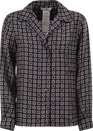 Max Mara Mxmdisco halb tailliertes, bedrucktes Seidenhemd