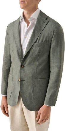 Eton Wool & Silk Soft Jacket in Medium Green at Nordstrom, Size 38 Us