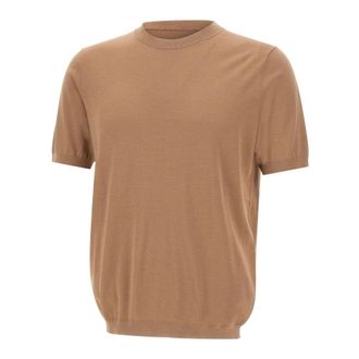 KANGRA Round-neck Knitwear, male, Brown, Size: 3XL Crewneck Short-Sleeve Sweater