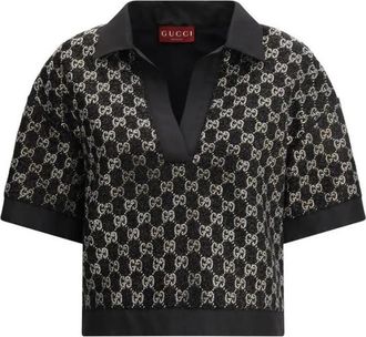Gucci Viscose Top met Elegant Design - Dames - V-hals truien - Zwart - S - Denim - Truien & Vesten