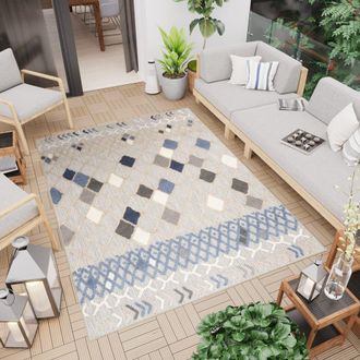 Tapiso Alfombra de exterior de polipropileno en azul y beige 200x300 cm