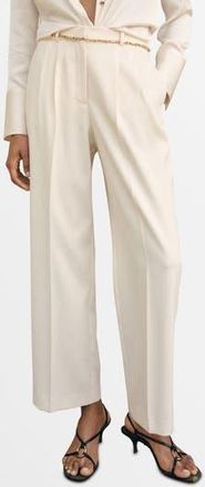 Mango Pleated Straight Leg Pants in Ice Grey at Nordstrom Rack, Size 4