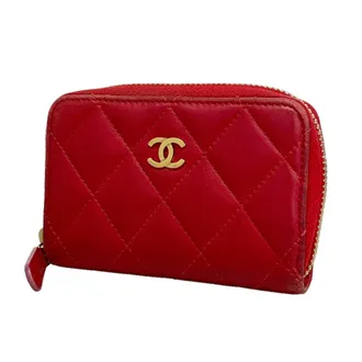Chanel Pink Leather Coin Purse/Coin Case (Pre-Owned)