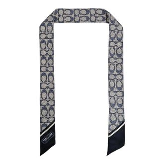 Coach Textured Signature Print Silk Skinny Scarf - Dames - Zijden sjaals - Blauw - ONE Size - Accessoires