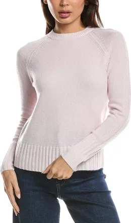 Fort&eacute; Cashmere Plaited Rib Trim Crewneck Cashmere Sweater