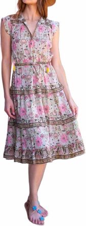 Bell Audrina Midi Dress In Mint And Pink Floral