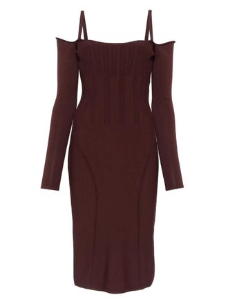 MUGLER boning-detail dress - Red