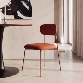 Maisons du monde Sillas de acero color terracota y tejido de poli&eacute;ster reciclado color terracota (x2)
