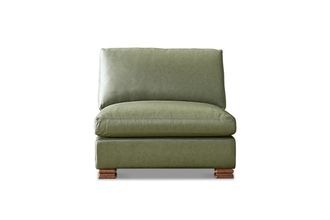 Castlery Tan France Kagan Leather Armless Couch, Lugano Moss for Men, American Top-Grain Leather, Modular Design, Green