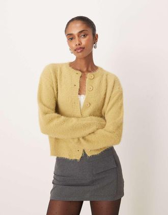 Motel Audrina - Cardigan in maglia soffice verde salvia