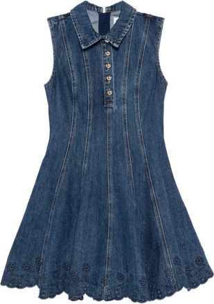 Self Portrait Denim Broderie Mini Dress