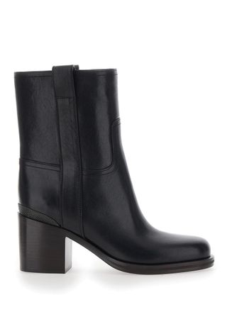 Brunello Cucinelli Black Leather Ankle Boots