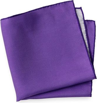 Paul Fredrick Solid Silk Pocket Square in Purple at Nordstrom