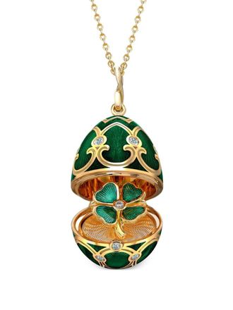 Fabergé 18kt yellow gold Heritage diamond surprise locket necklace - women - Enamel/White Diamond/18kt Yellow Gold - One Size
