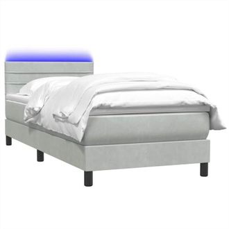 vidaXL Cama Box Spring Con Colch&oacute;n Terciopelo Gris Claro 80x210 Cm Vidaxl