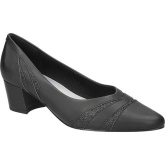 Easy Street Lizbeth Block Heel Pump in Black Satin-Glitter at Nordstrom, Size 6.5