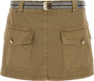 Miu Miu Womens Army Green Cotton Mini Skirt - Khaki - Size EU 34 (Womens)