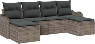 vidaXL Vidaxl - Garden Sofa Set Manual 6 pcs Black 100 x 55 x 73 cm Poly rattan
