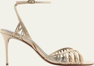 Alexandre Birman 85mm Solene Metallic Leather Sandals