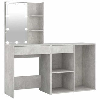 vidaXL Tocador Con Led Y Armario Madera Contrachapada Gris Hormig&oacute;n Vidaxl