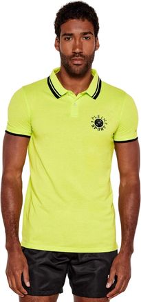 Philipp Plein Mens Plein Sport Large Logo On Back Lime Green Polo Shirt - Size: 44