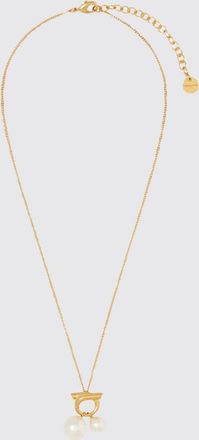 Ferragamo Collana in ottone dorato con perle di vetro e cristalli