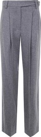 Brunello Cucinelli Wijde broek voor stijlvolle outfits - Dames - Straight fit broeken - Grijs - L - Broeken