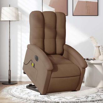 vidaXL Vidaxl - Sill&oacute;n De Masaje El&eacute;ctrico Reclinable Elevable Tela Marr&oacute;n