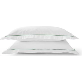 Christy Premium Luxury Sateen Cotton Oxford Style Pillow Sham Pairs in Green at Nordstrom, Size Standard