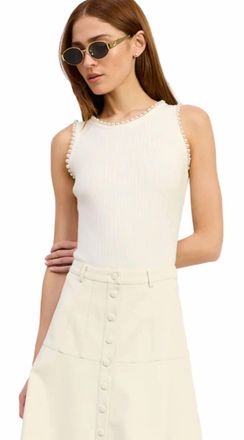 En Saison Pearl Embellished Roza Knit Bodysuit In Ivory