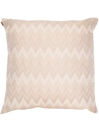 Missoni Home zig-zag embroidered cushion - unisex - Polyester/Cotton/Duck Feathers - One Size - Neutrals