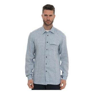 Kiton Casual overhemd - Heren - Casual Overhemden - Blauw - L - Linnen - Overhemden